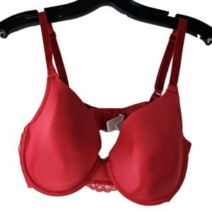 Wacoal 34D Chinese Red Lace Underwire Bra 853127 Full Coverage Balconette Style